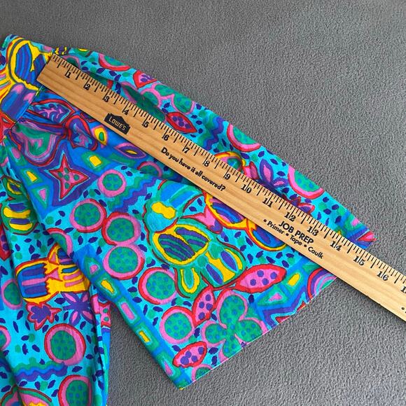 Vtg 80s 90s Two Potato Laguna Beach Artsy Midi Tiered Muumuu Dress XS Cotton NOS - Picture 11 of 16